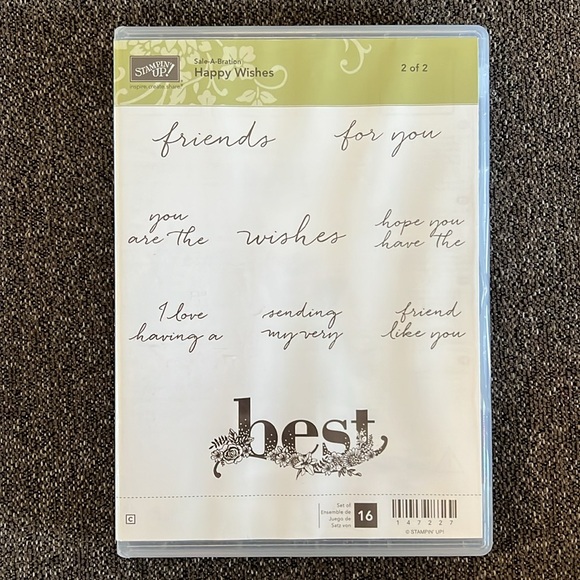 Stampin’ Up! Happy Wishes Stamp Set NEW 16 Stamps Total Retired - Picture 3 of 8